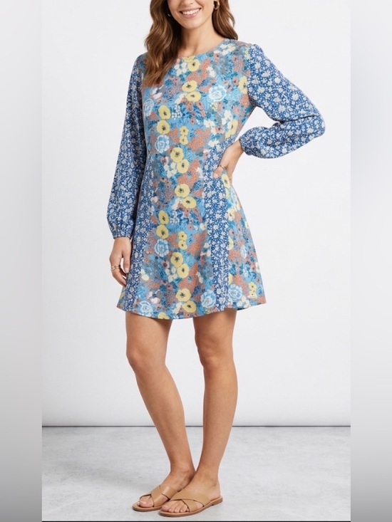 Umgee Dresses & Skirts - NWOT!! Umgee Patchwork Boho Blue & Yellow Floral Long Sleeve Dress Size Small